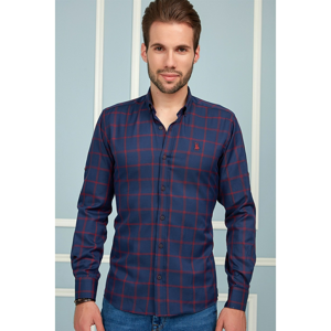 G655 DEWBERRY MEN's SHIRT-LACİVERT- BURGUNDY