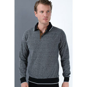 1038 DEWBERRY MEN's SWEATSHIRT-PATTERNED BLACK