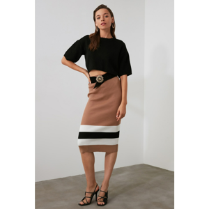 Trendyol Camel Striped Knitwear Skirt