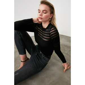 Trendyol Black Frize Detailed Knitwear Sweater