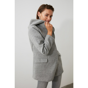 Trendyol Grey Hooded Stamp Coat