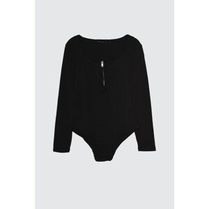 Trendyol Black Zipper and Snap Knitted Body