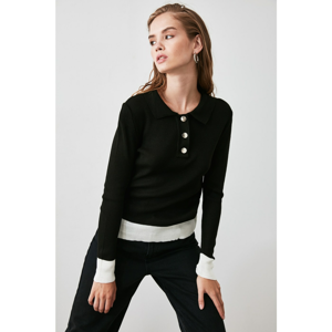 Trendyol Black Polo Collar Knit Sweater