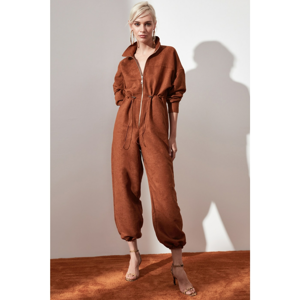 Trendyol Camel Zipper Detailed Jumpsuit