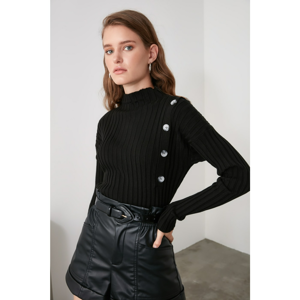 Trendyol Black Button Detailed Fitilli Sweater