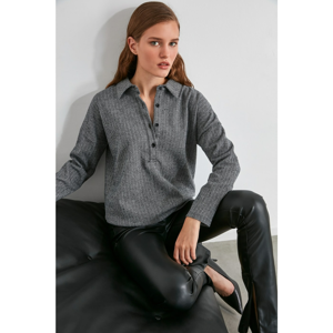 Trendyol Grey Fishridge Patterned Knitted Shirt