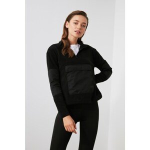 Trendyol Black Straight Collar Parachute Fabric Detailed Sports Sweatshirt
