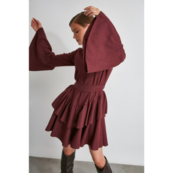 Trendyol Burgundsko pásové tkané šaty