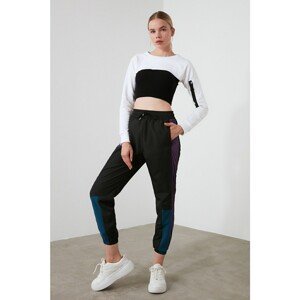 Trendyol Black Color Block Parachute Fabric Sports Sweatpants