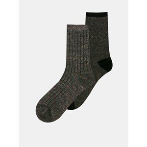 Set of two pairs of dark grey patterned socks ONLY Coffee