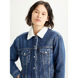 Blue women's denim jacket with fake Levi's fur coat®