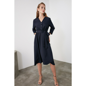 Trendyol Navy Belt Button Dress