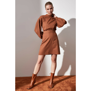 Trendyol Brown Button Detailed Dress