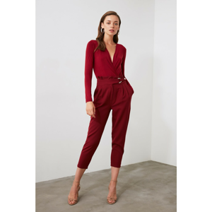 Trendyol Burgundy Buckle Detailed Trousers