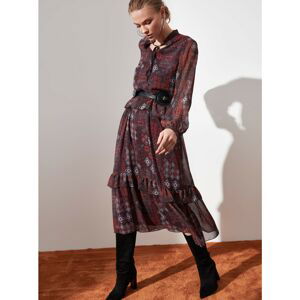 Wine Patterned Midish dress Trendyol - Women