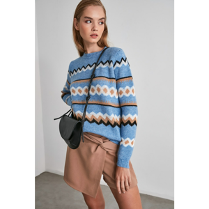 Trendyol Blue Jacquard Knitwear Sweater