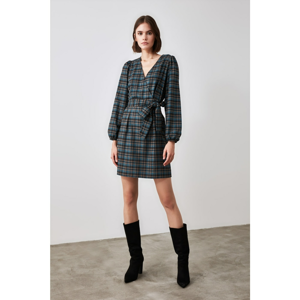 Trendyol Multicolored Belt Checkered Dress