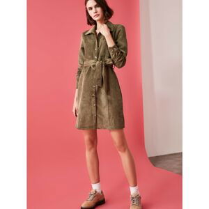 Khaki Corduroy Shirt Dress Trendyol - Women