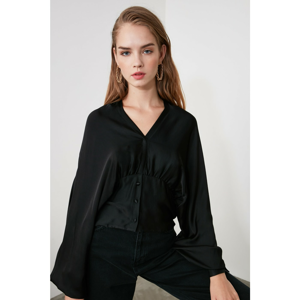 Trendyol Black V-Neck Low Shoulder Blouse