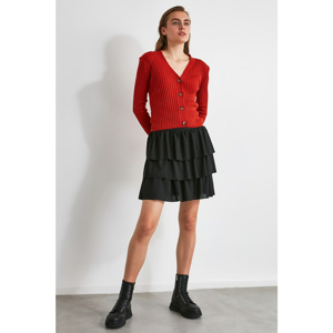 Trendyol Black Ruffle Mini Knitted Skirt