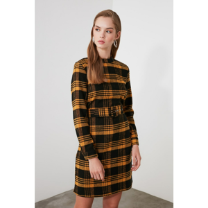 Trendyol Multicolored BeltEd Plaid Dress