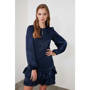 Trendyol Blue Flywheel Satin Dress