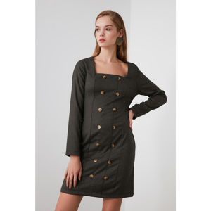 Trendyol Anthracite Button Detailed Dress