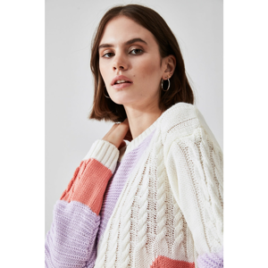 Trendyol Lila KnitTed Detailed Color Block Knitwear Sweater