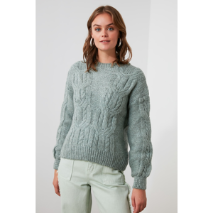 Trendyol Mint Braided Knitwear Sweater