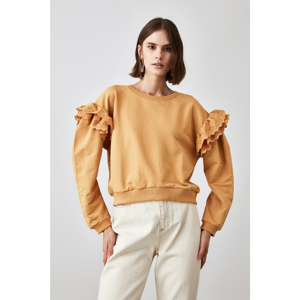 Trendyol Camel Shoulder Detailed Basic Knitted Sweatshirt