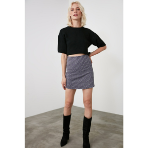 Trendyol Black Weed Patterned Mini Knitted Skirt