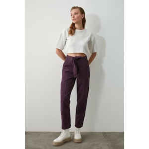 Trendyol Purple BeltEd Seam Detailing High Waist Mom Jeans