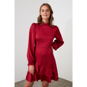 Trendyol Claret Red Mini Woven Satin Dress