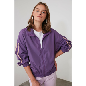 Trendyol Purple Zippered Parachute Knitted Sweatshirt