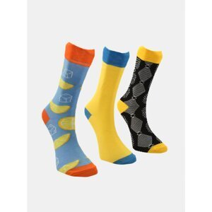 Set of three pairs of men's socks in blue and yellow Trendyol - Men