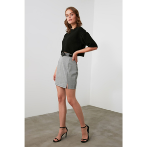 Trendyol Mini Knitted Skirt with Black Slits