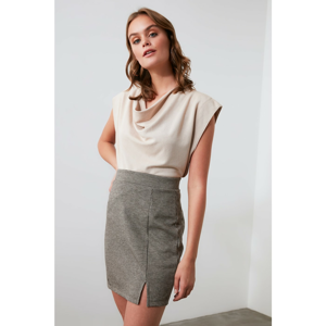 Trendyol Mini Knitted Skirt with Brown Slits
