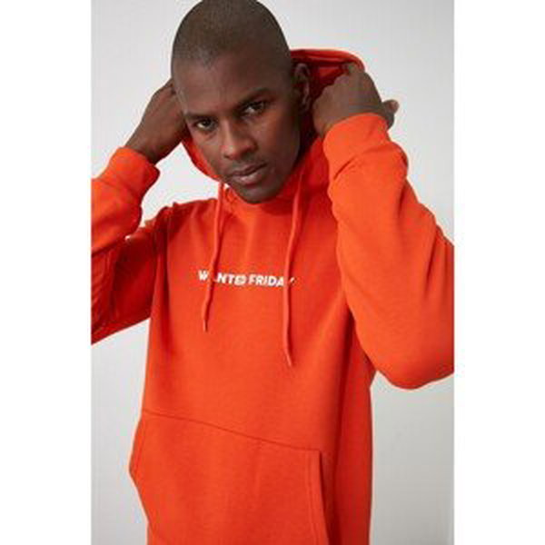 Trendyol Men's Orange Regular Hooded Long Sleeve Sweatshirt