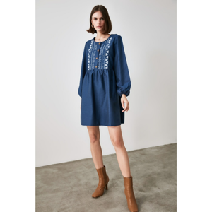 Trendyol Navy Embroidery Detailed Dress