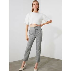 Grey Women's Plaid Shortened Trousers Trendyol - Women