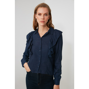 Trendyol Indigo Frilled Shirt