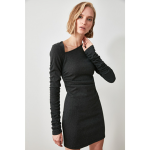 Trendyol Anthracite Shoulder Detailed Knitted Dress