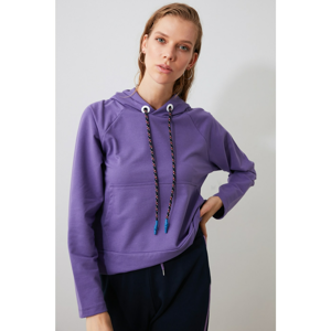 Trendyol Purple Basic Hooded Knitted Sweatshirt