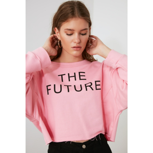 Trendyol Pink Printed Knitted Sweatshirt