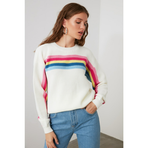 Trendyol Ekru Colored Striped Knitwear Sweater
