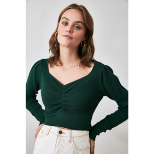 Trendyol Emerald Green Crop Knitwear Sweater