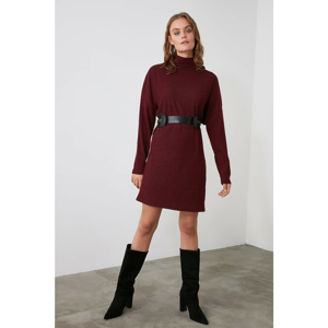 Trendyol Knitted Dress with Burgundy Throat