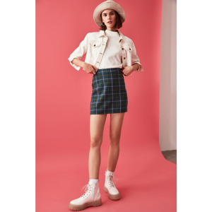 Trendyol Navy Plaid Skirt