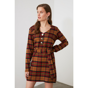 Trendyol MulticolorEd Belt Checkered Dress