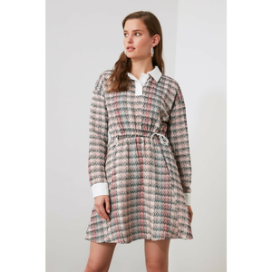 Trendyol Beige Shirt Collar Tweed Dress